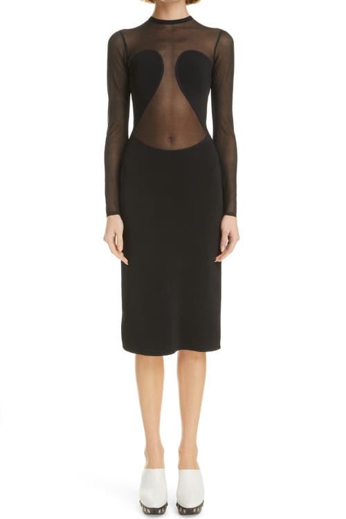 Alaïa Long Sleeve Sheer Crepe Midi Dress Alaïa Long Sleeve Sheer Crepe Midi Dress