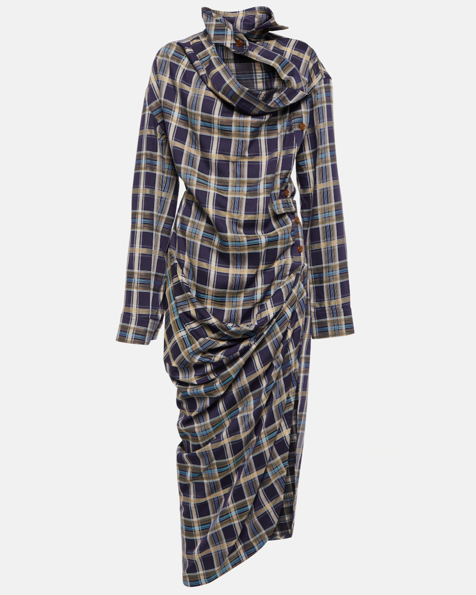 Checked Midi Dress