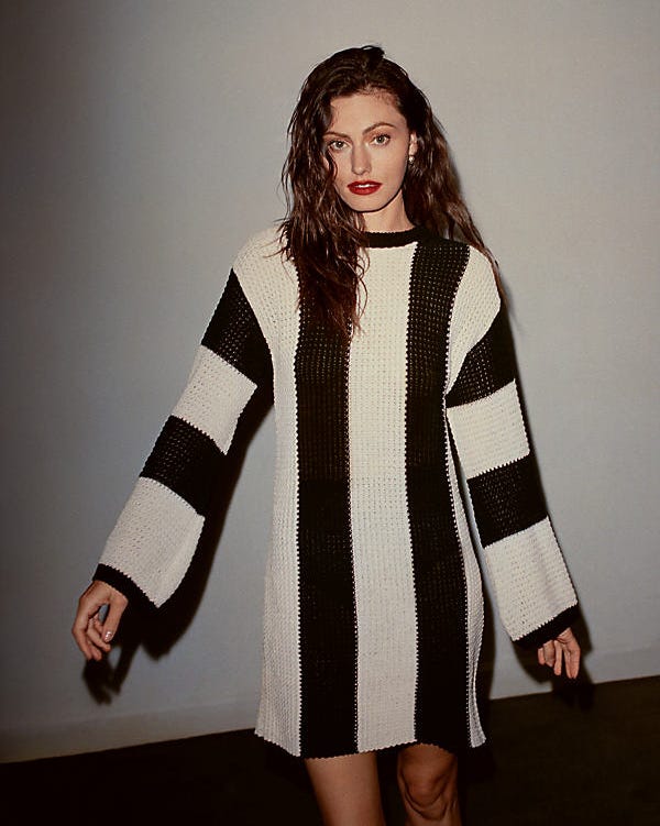 Long-Sleeve Striped Sweater Mini Dress