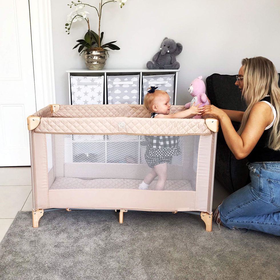 Blush Quilted Travel Cot