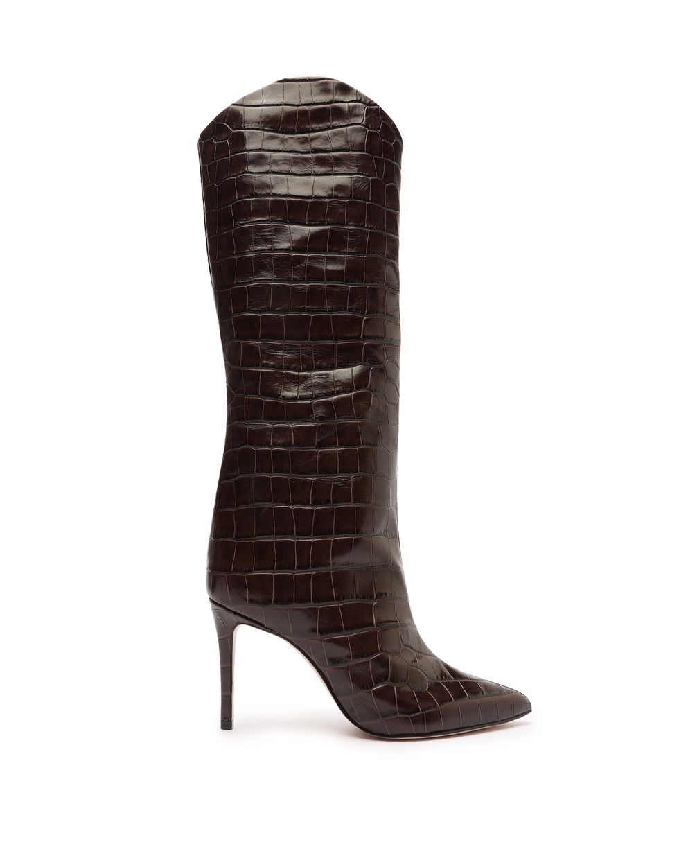 Maryana Crocodile-Embossed Leather Boot