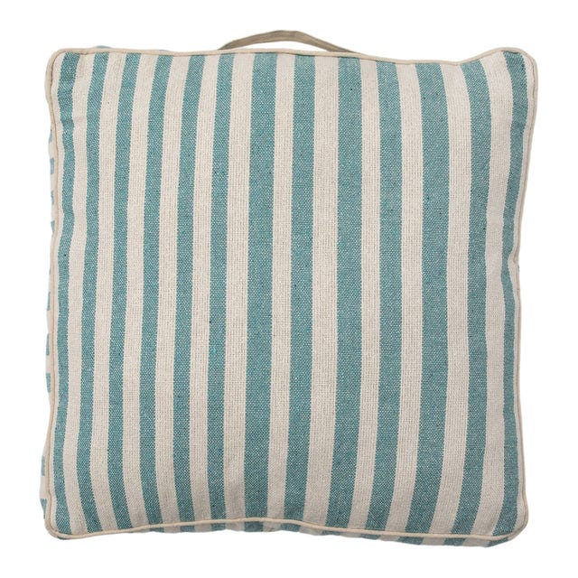 Ed Stripe Floor Cushion in Blue
