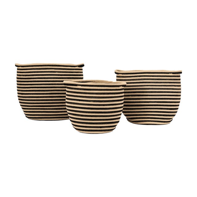 Tatum Set of 3 Nesting Storage Baskets in Black and Tan