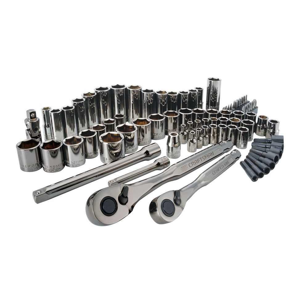 81-Piece Standard (SAE) and Metric Combination Gunmetal Chrome Mechanics Tool Set