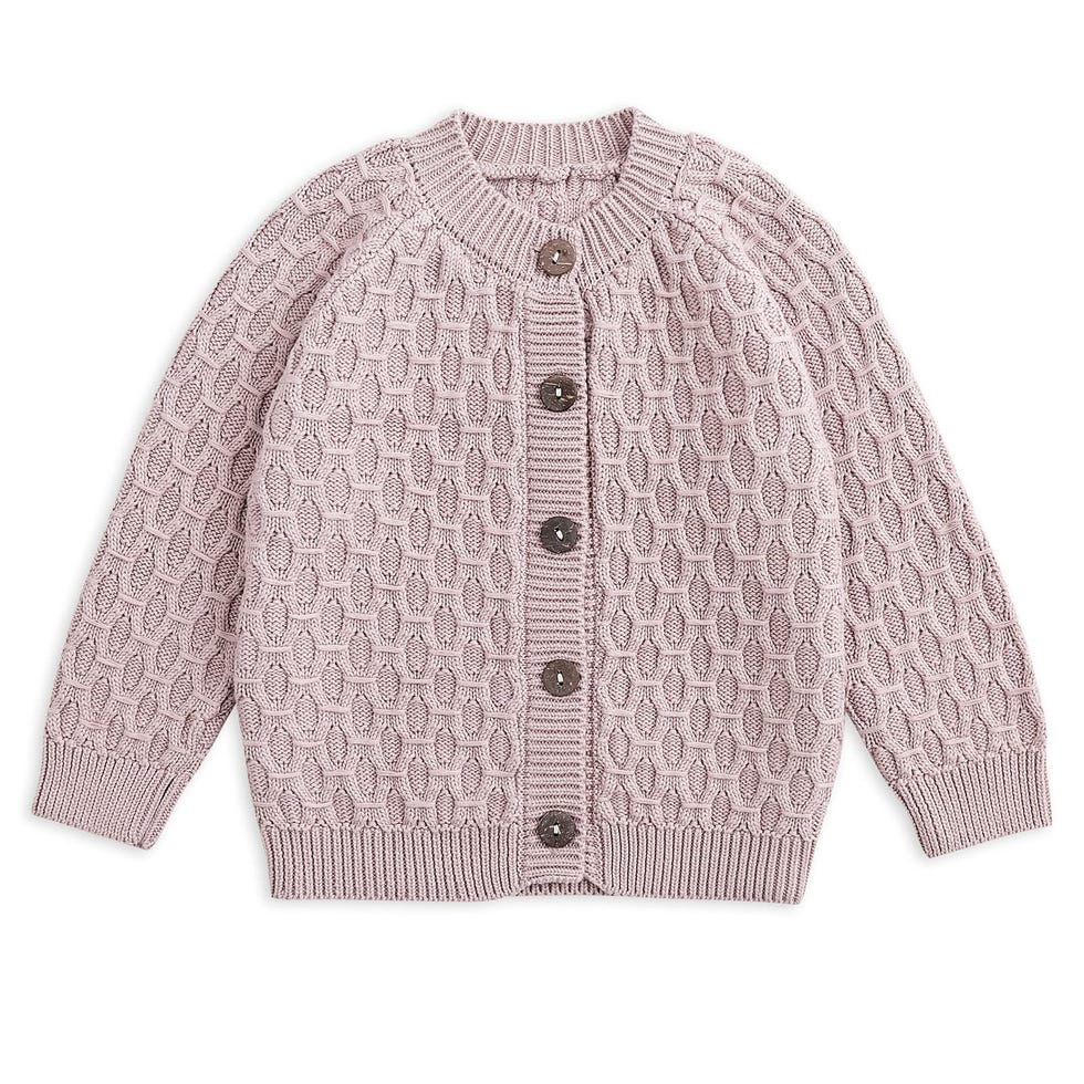 Cable-Knit Dark Pink Cardigan 