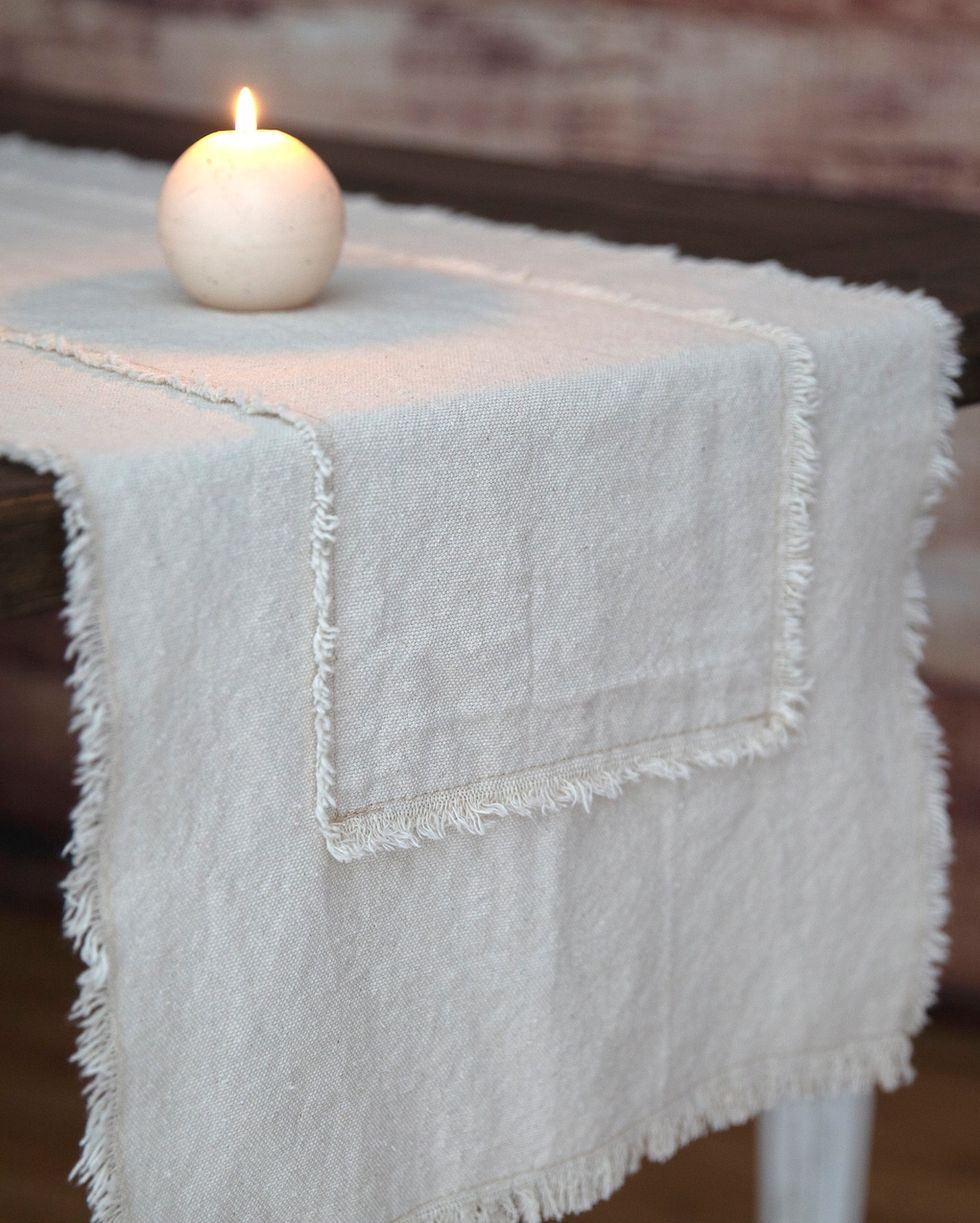 Rustic Frayed Edges Table Runner