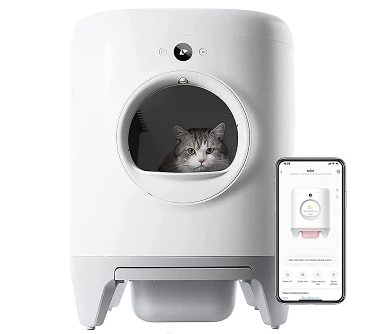 Pandaloli】トイレ 猫 自動 大型：スマホ管理 センサー付き自動掃除-