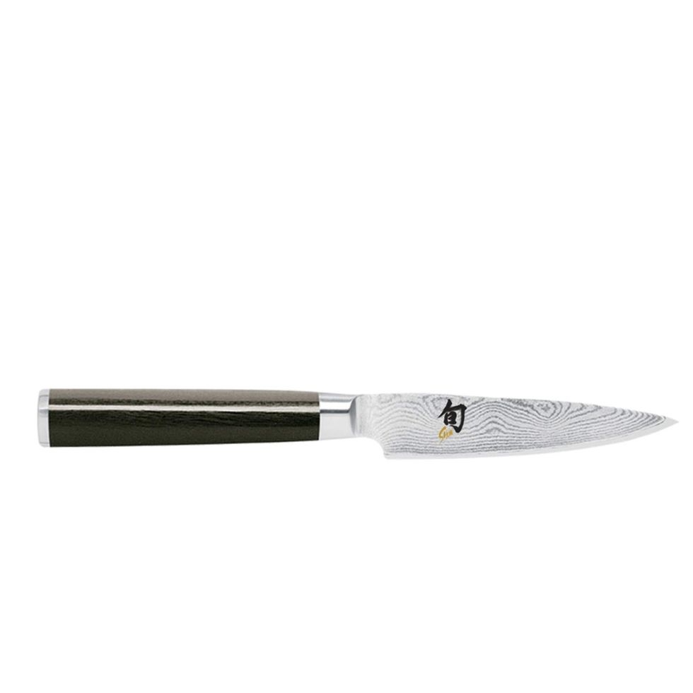 Kuhn Rikon COLORI Non-Stick Serrated Paring Knife with Safety Sheath, 4  inch/10.16 cm Blade, Black