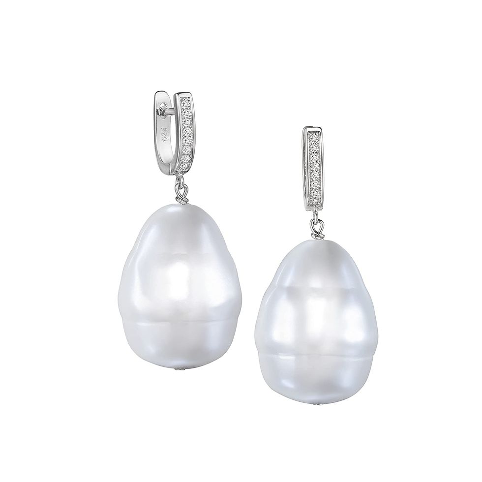 Sterling Silver Baroque Shell Pearl Drop Earring