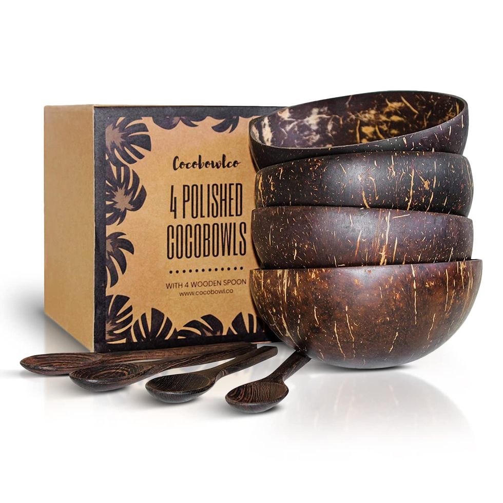 Coconut Bowl & Wooden Spoons Bowl Set