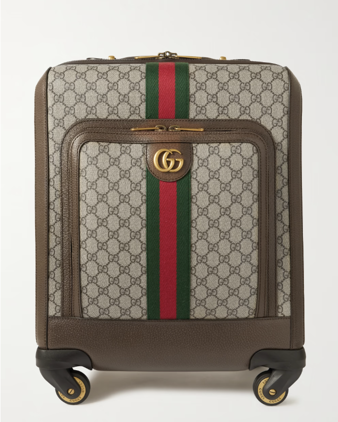 Savoy Leather-Trimmed Printed Coated-Canvas Suitcase