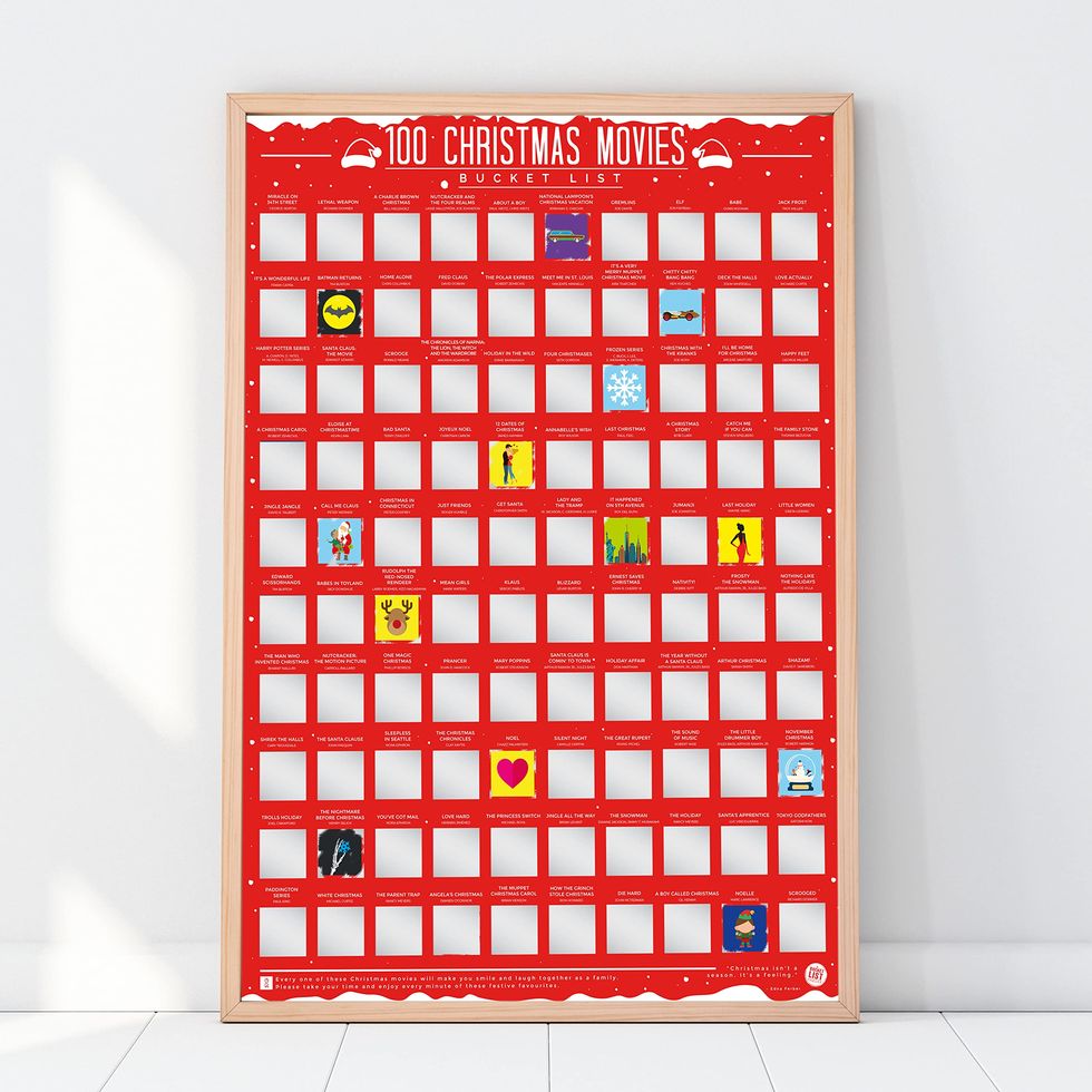 100 Christmas Movies Bucket List Scratch-Off Poster