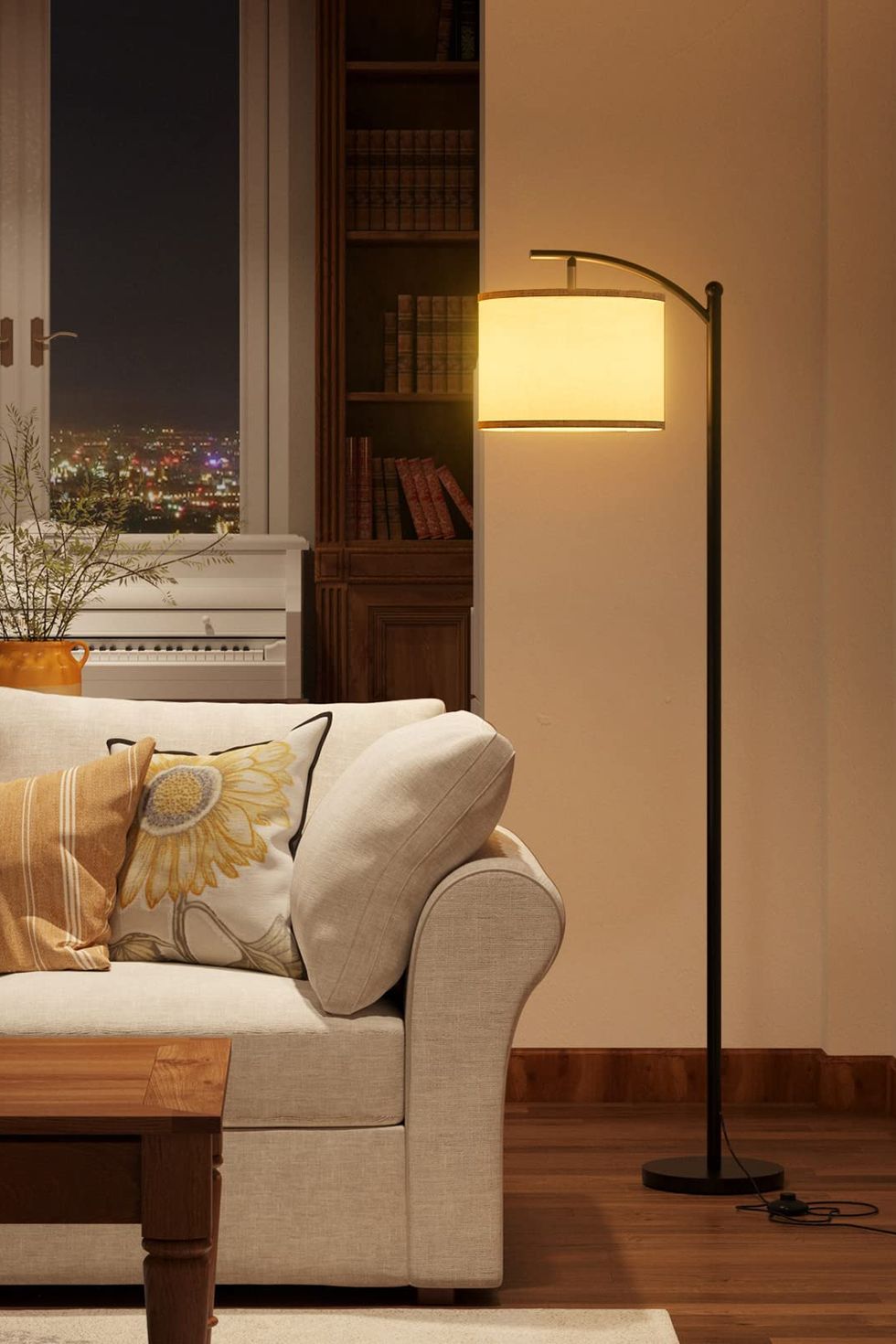 Floor Lamp With a Lampshade 