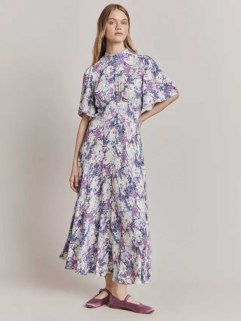 Penny Midi Dress, Blue Dotty Clouds