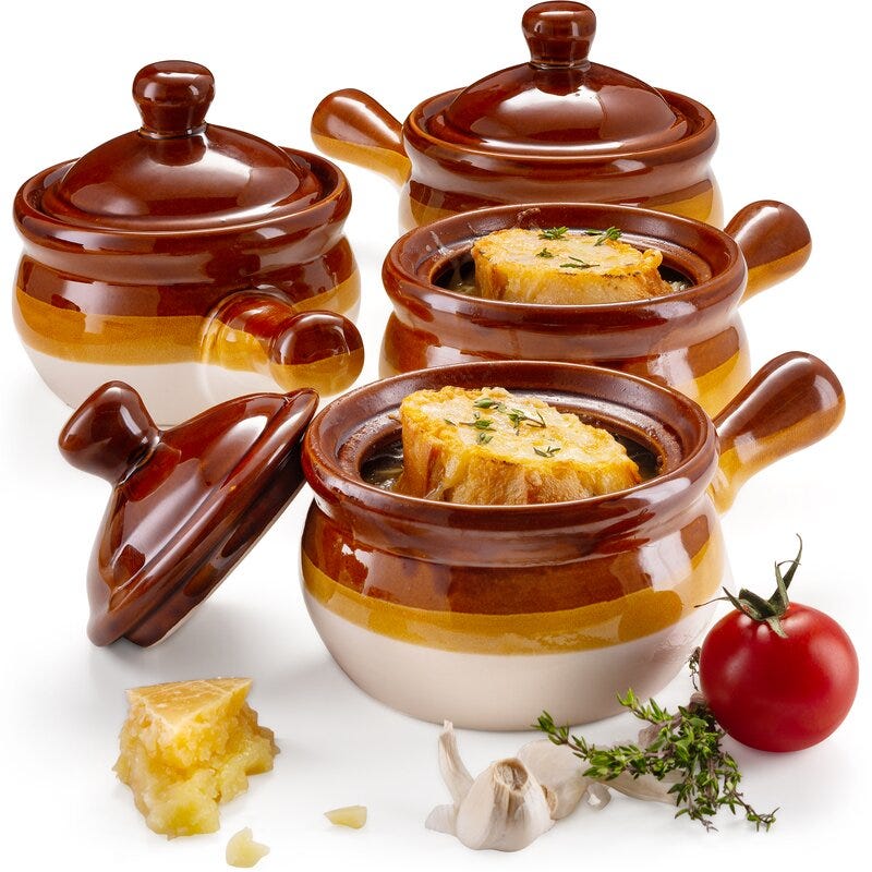 Blue French Onion Soup Bowls With Handles, 26 Ounce for Soup