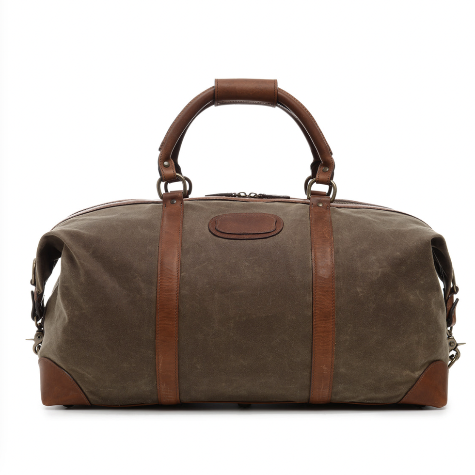 Dune Brown Leather Duffle Bag, Made in Italy