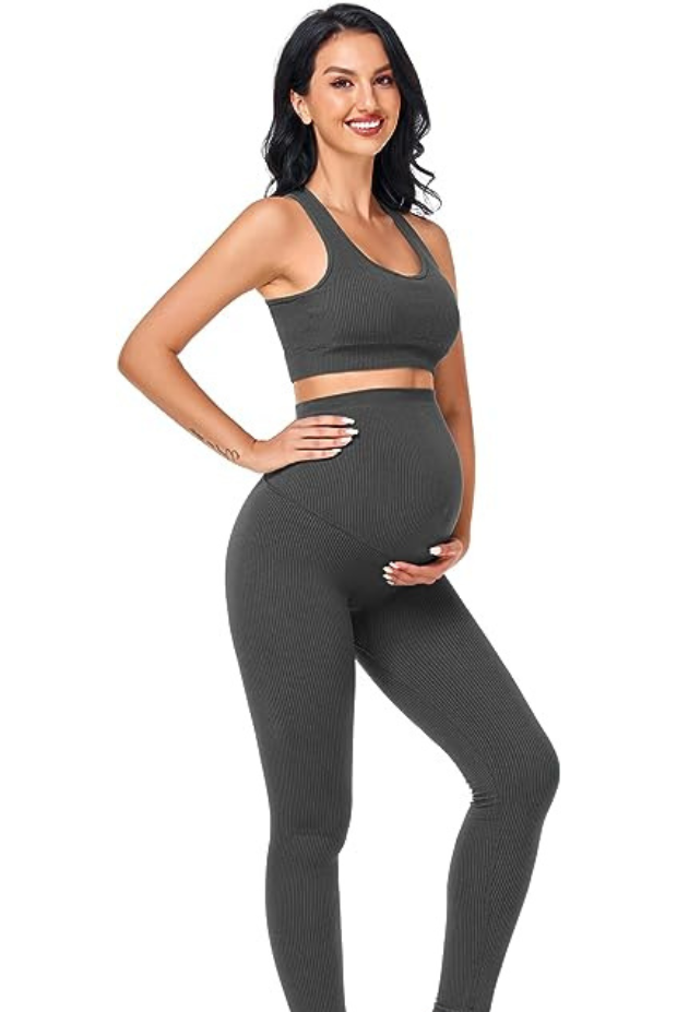 POSHDIVAH Womens Medium Maternity Pants Leggings Over The Belly