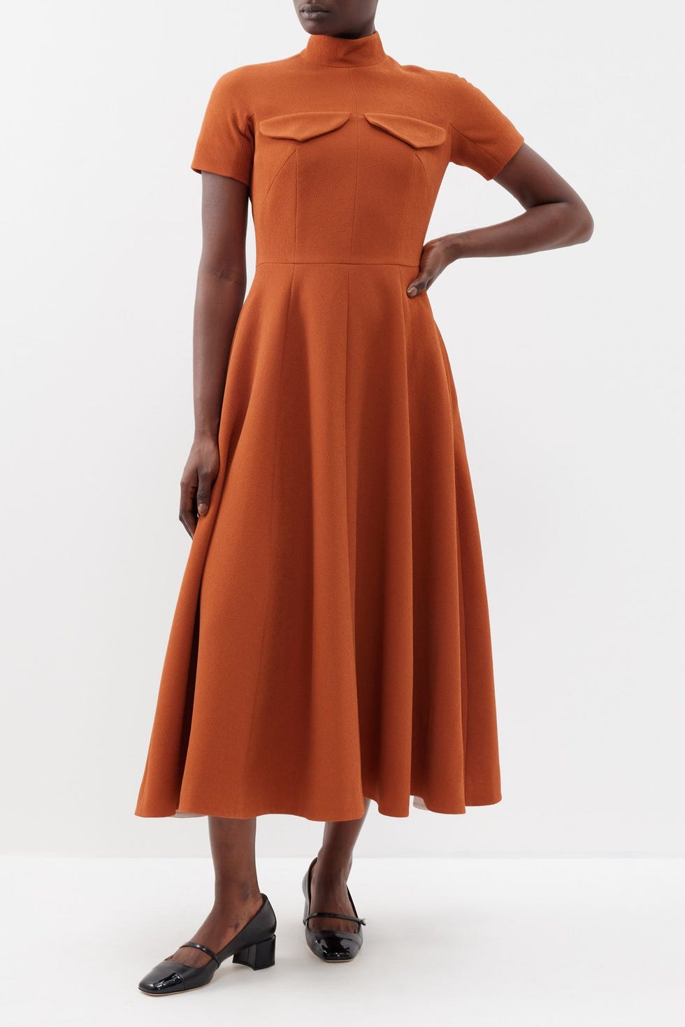 Catrina twin-pocket double-crepe midi dress