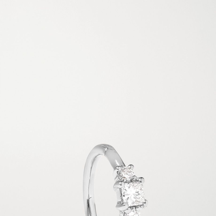 8mm 18-karat white gold diamond hoop earring