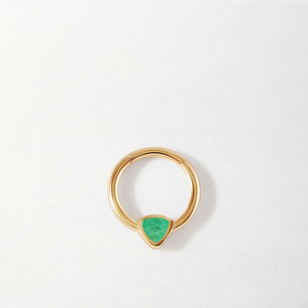 Trillion Emerald Clicker Earring
