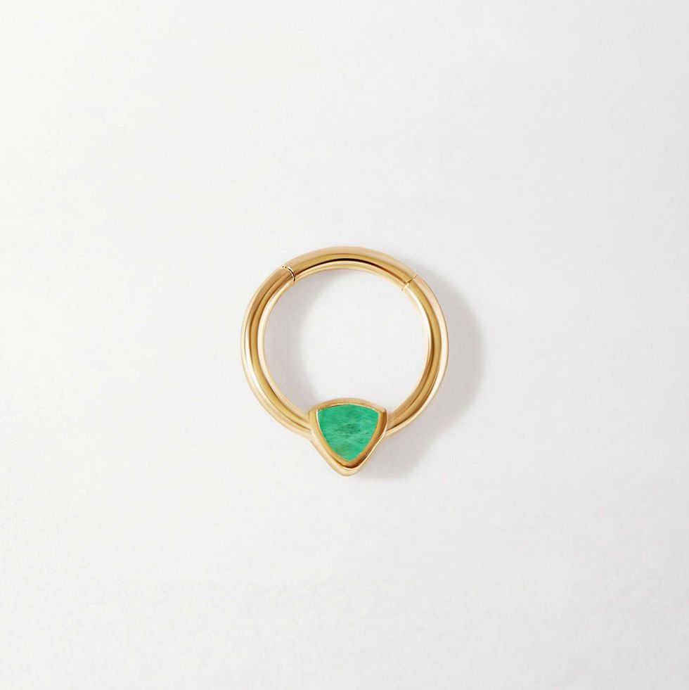 Trillion Emerald Clicker Earring