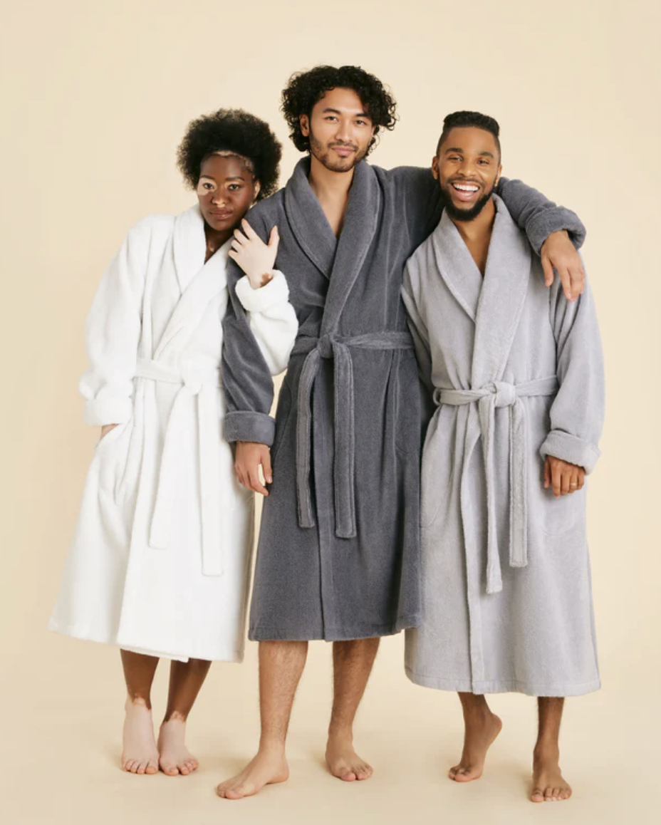 Hooded Terry Cloth Robes Womens Bathrobe Fleece Bathrobe Robe