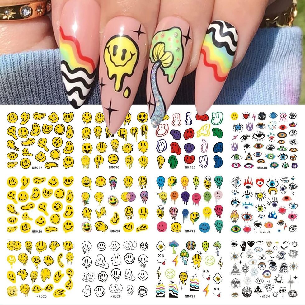 Abstract Smiling Face Nail Stickers 