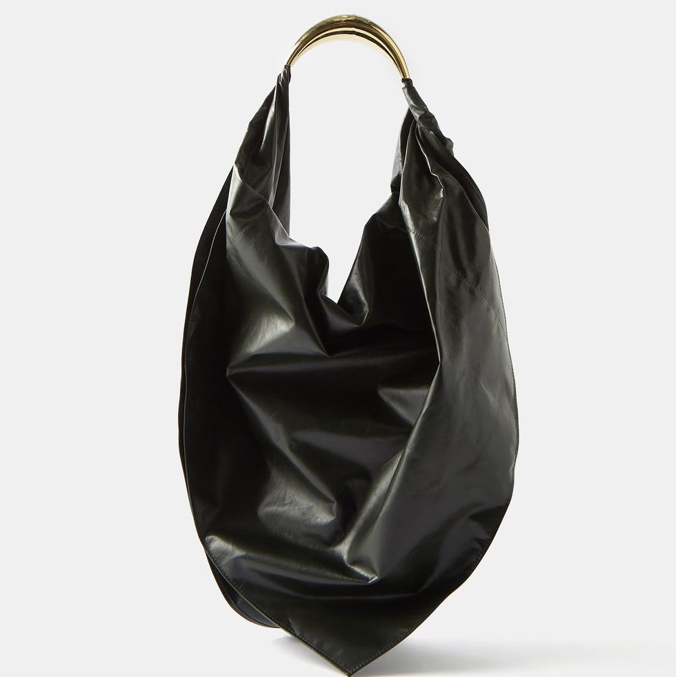 Foulard Metal-Handle Leather Shoulder Bag
