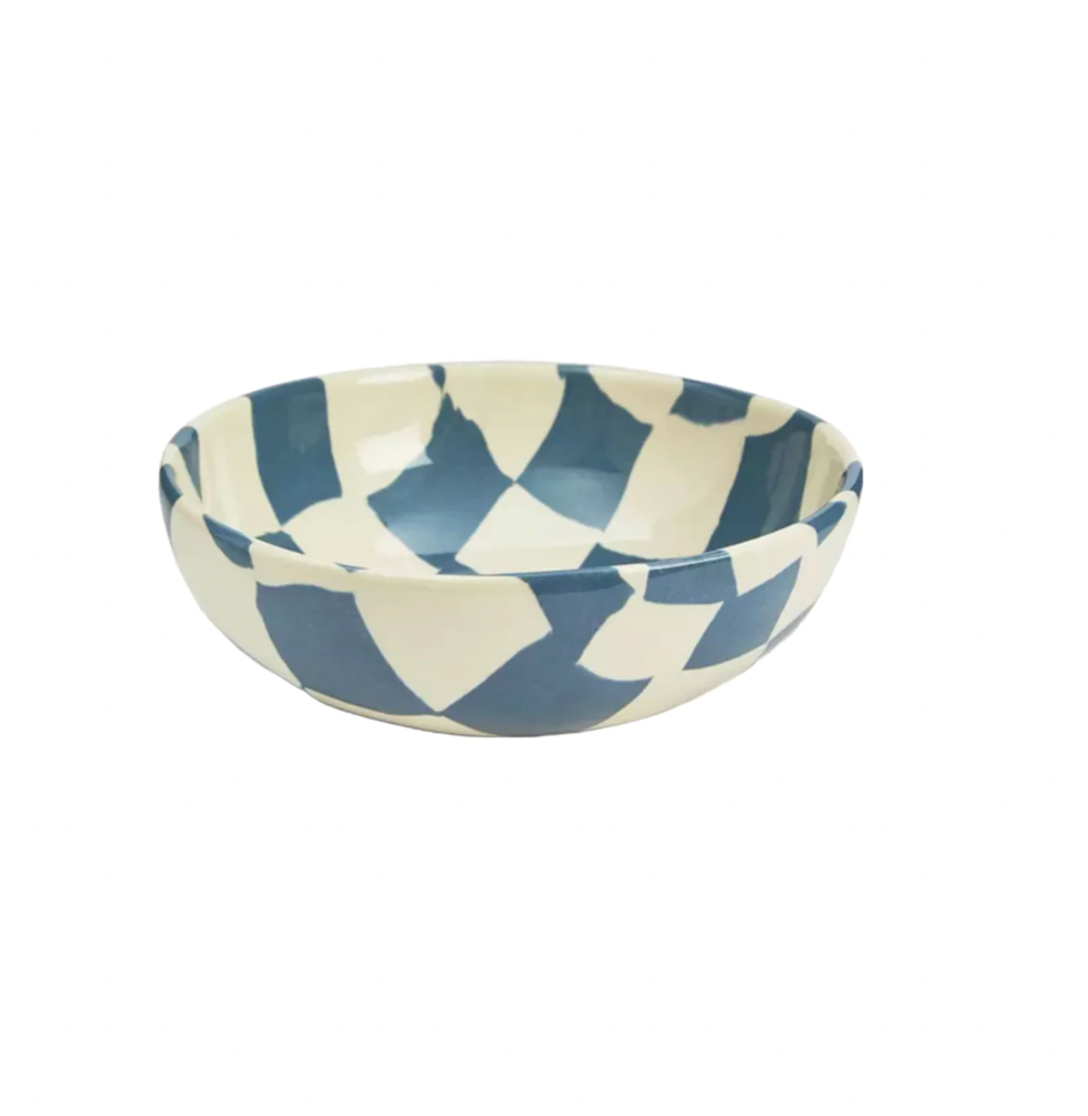 Blue and white chequered bowl