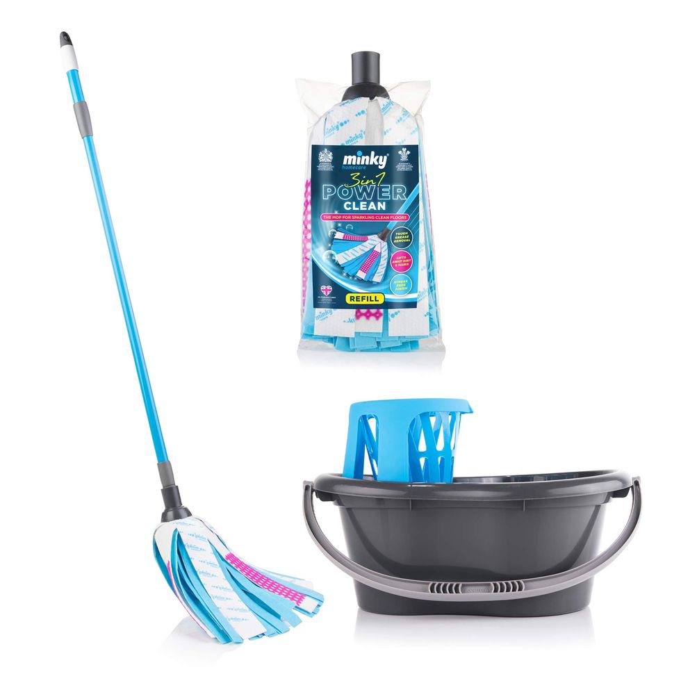 Minky 3-in-1 Power Clean Strip Mop with 1 Extra Refill & Bucket