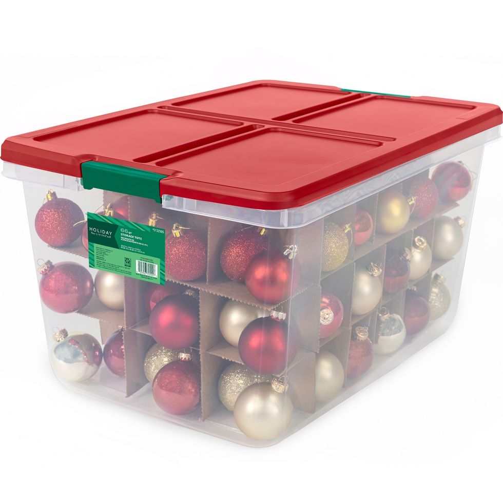 The Holiday Aisle Under Bed Christmas Ornament Storage Box Storage, Adjustable Dividers Stores Up to 128 Ornaments, Reinforced Handles for Easy Carry