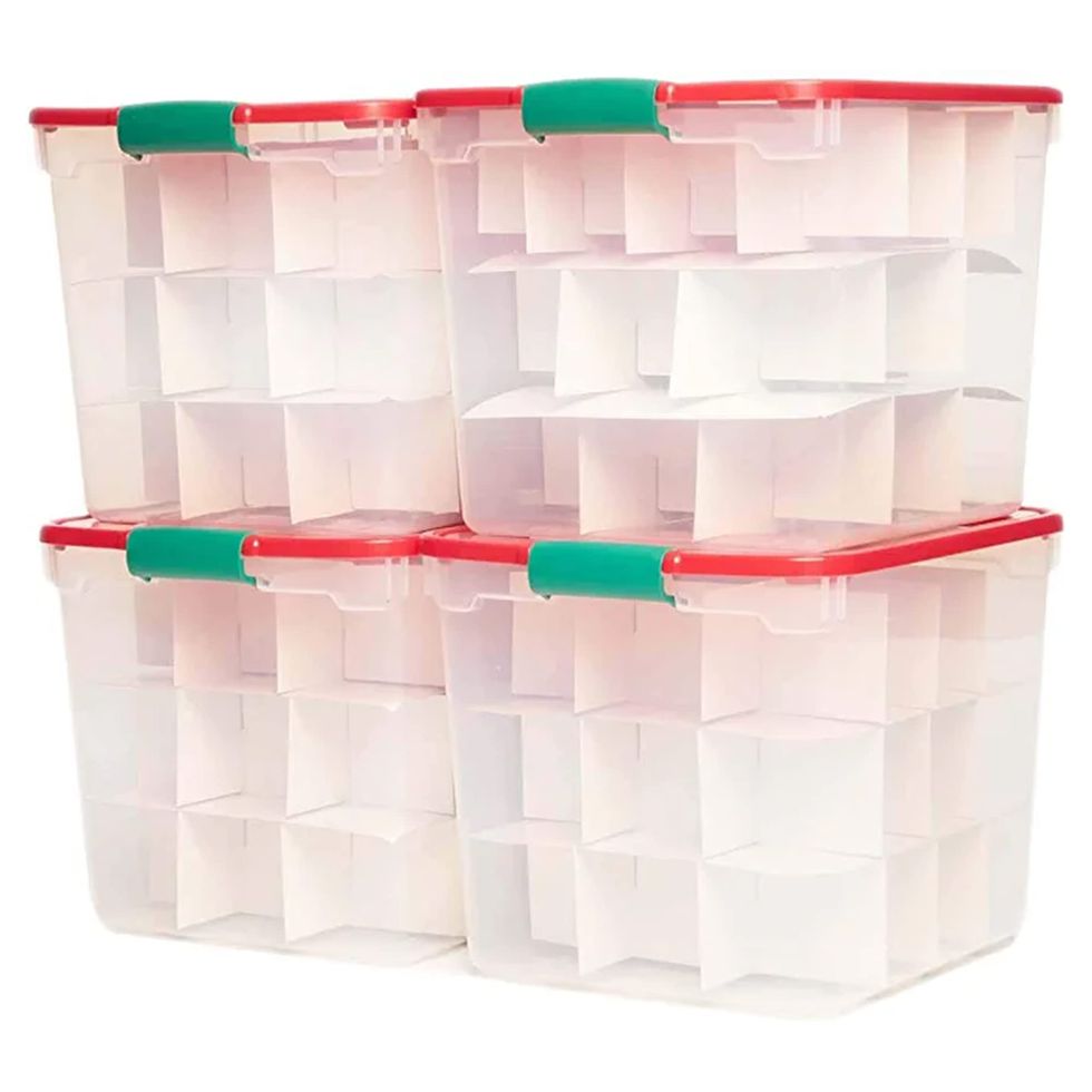Medium Clear Plastic Holiday Storage Container Bins (4-Pack)