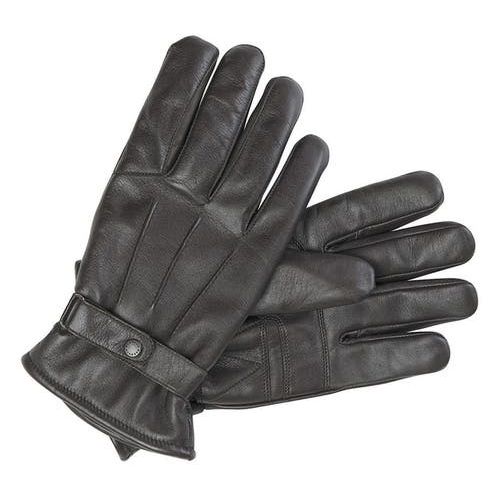 Barbour Burnished Leather Gloves in Dark Brown