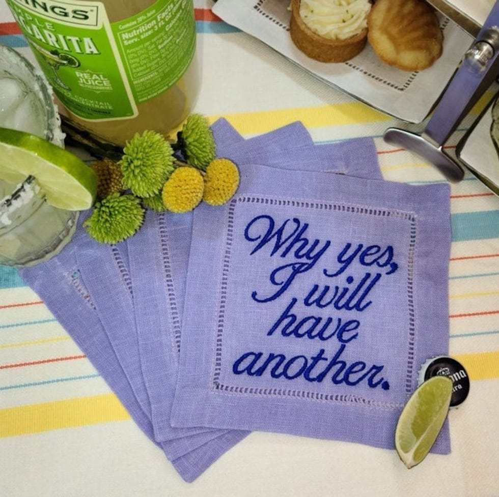 Custom Linen Embroidered Cocktail Napkins