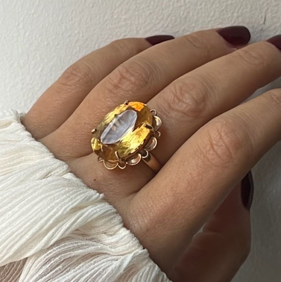 Vintage 18k Gold Citrine Ring