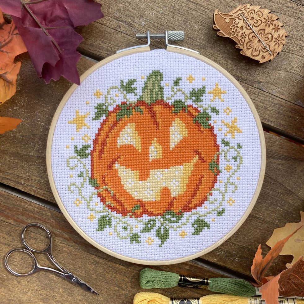 Halloween Themed Embroidery Kit with Patterns and Instructions Cross Stitch  Kits for Adults Beginners 