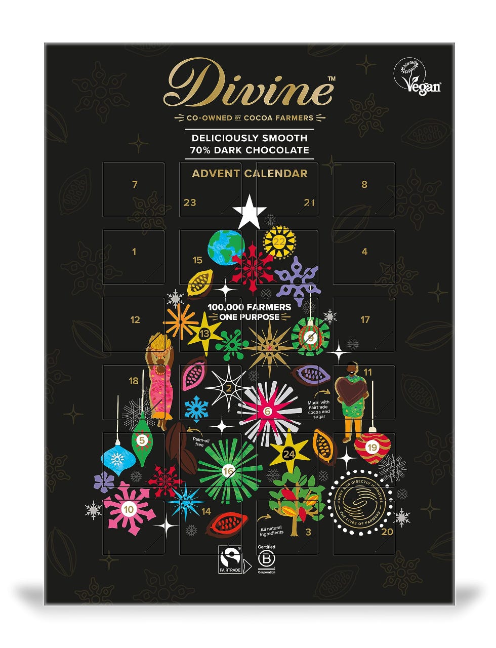 Chocolate Dark 70 Percent Chocolate Advent Calendar