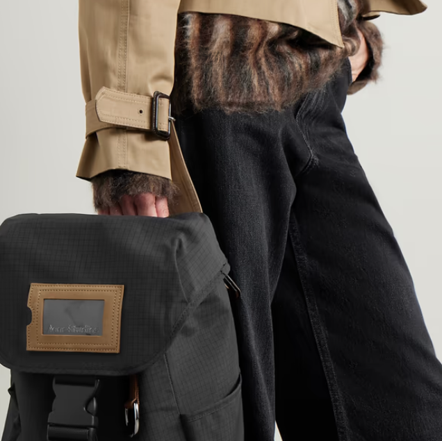 Suede-Trimmed Ripstop Backpack