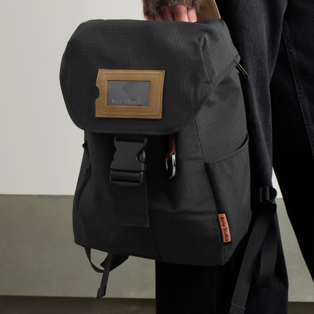 Suede-Trimmed Ripstop Backpack