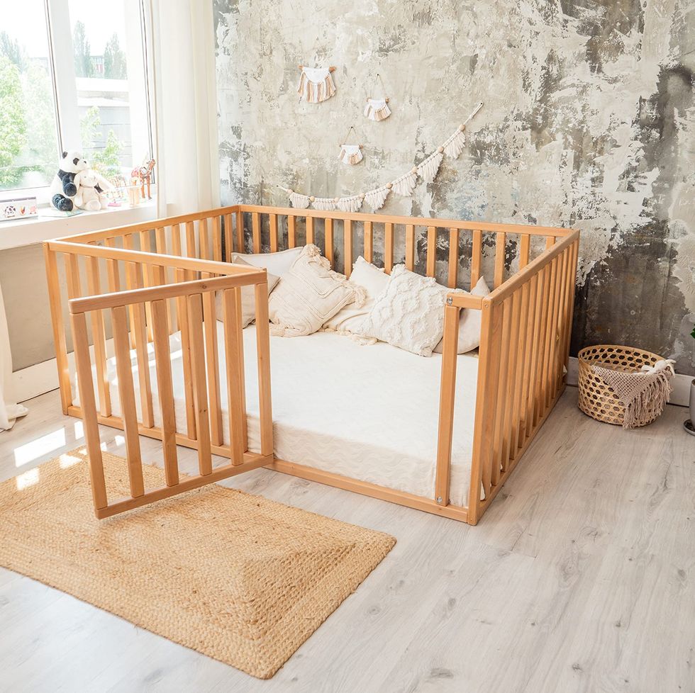 Montessori Floor Bed for Toddler with Rails