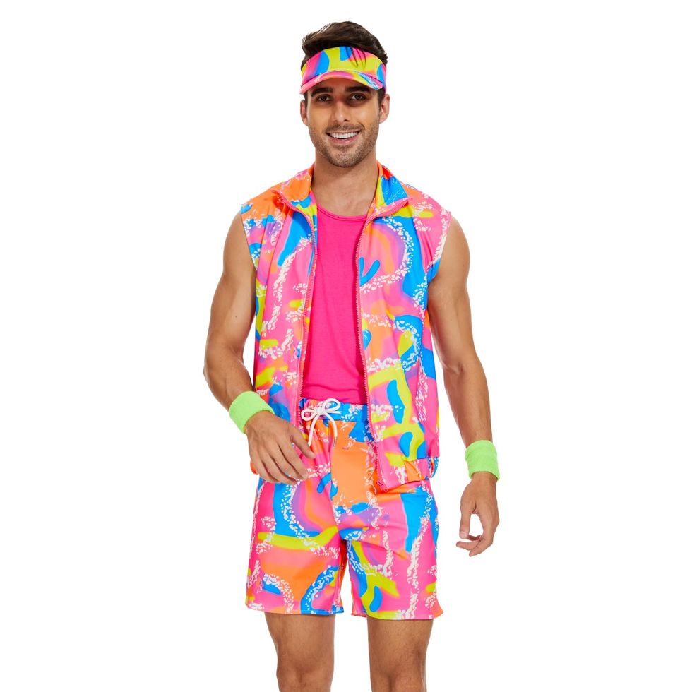 5 Pieces 80s Workout Costume Halloween Adult Mens