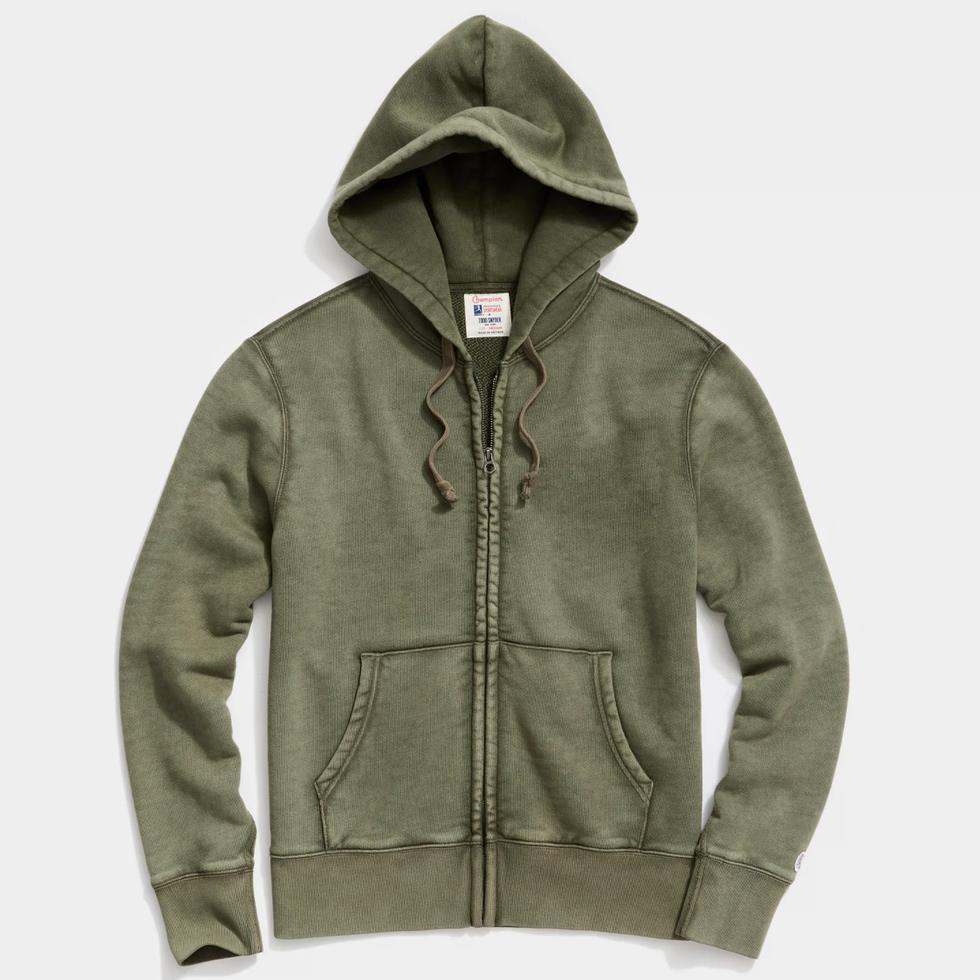 Loose Fit Zip-through hoodie - Dark green - Men