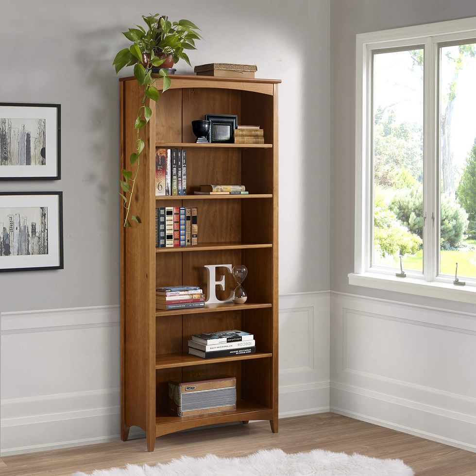 Shaker Style 6-Shelf Solid Wood Bookcase