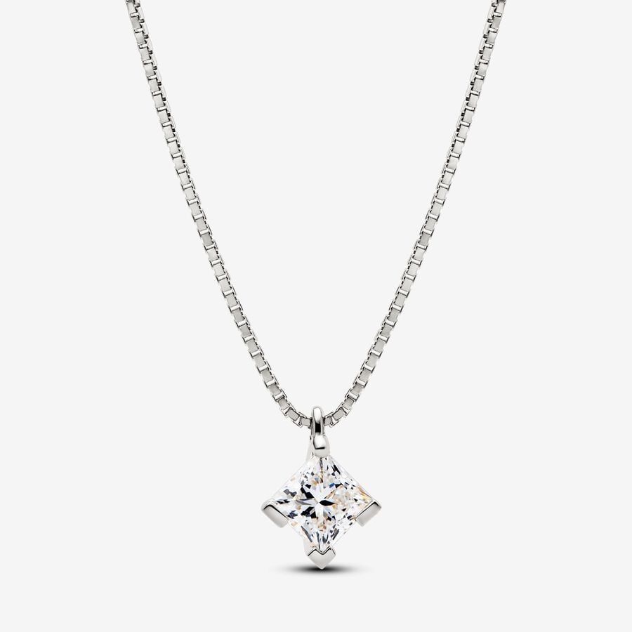 Pandora Nova Lab-grown Diamond Pendant Necklace in 14k White Gold