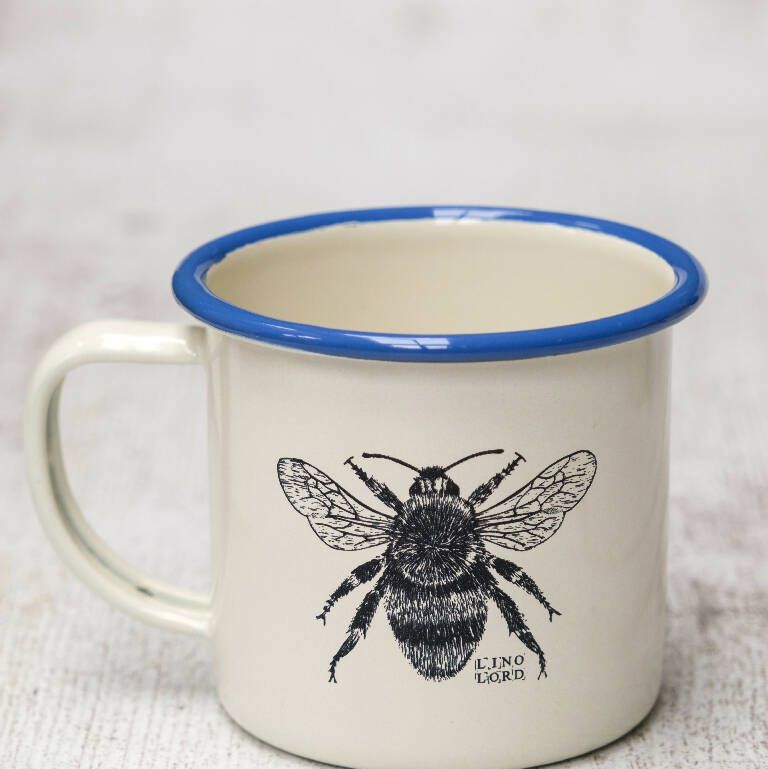 Bee Etched Enamel Mug