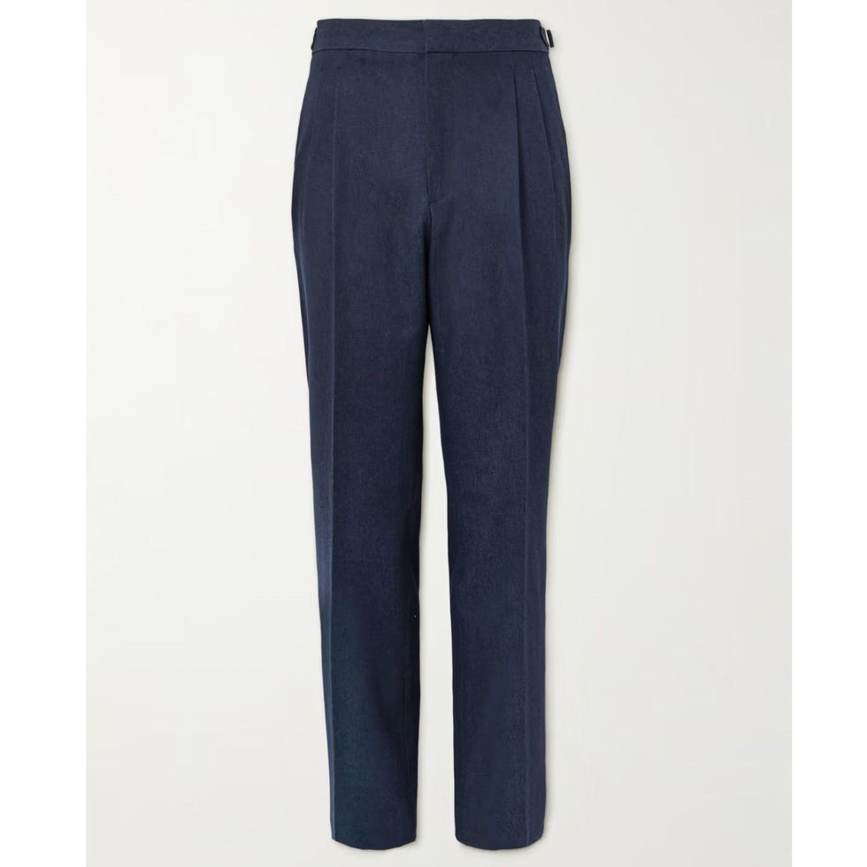 Slim-Fit Straight-Leg Pleated Wool, Cotton and Cashmere-Blend Twill Suit Trousers