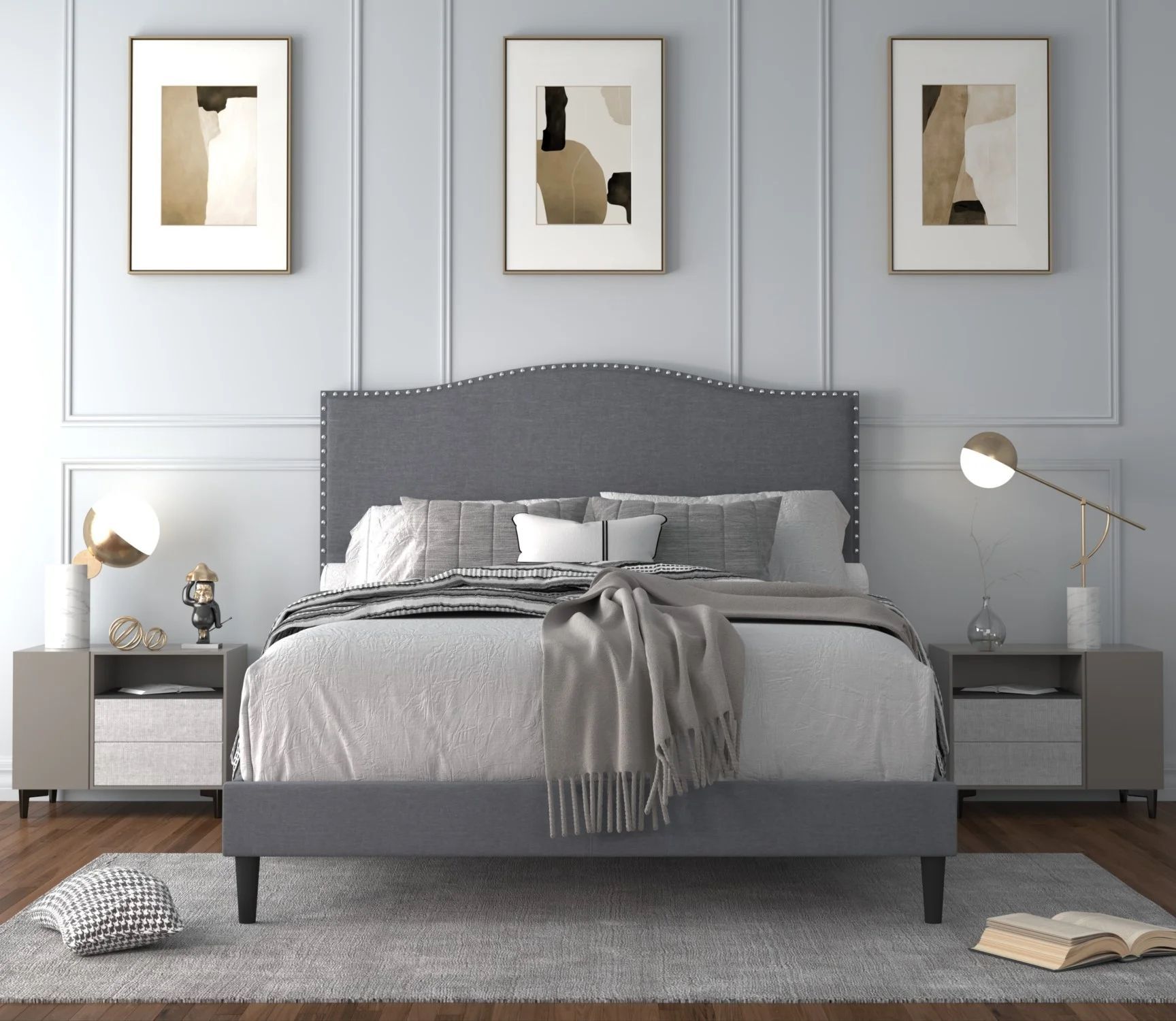 Upholstered high store profile platform bed