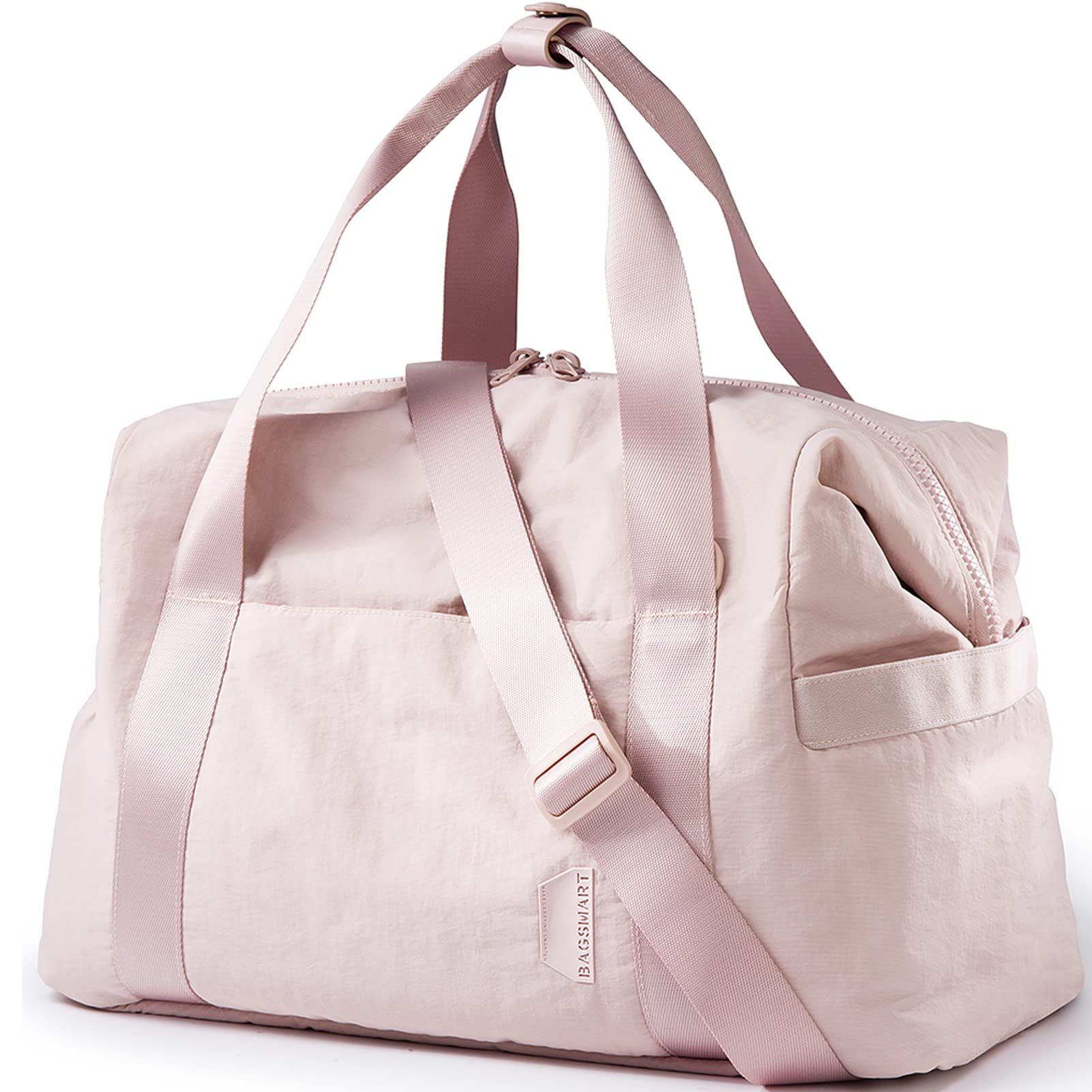 Pink leather shop weekend bag