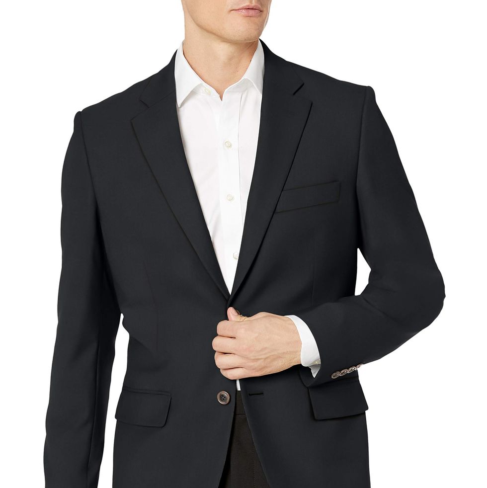 Long-Sleeve Classic-fit Button-Front Stretch Blazer