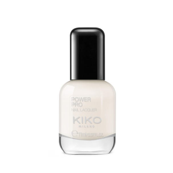 New power pro nail polish, milky white color, shiny effect for up to 7 days.